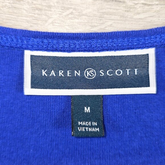 Womens Top Sz M Blue Sequin Sea Horse Holiday Coastal 3/4 Sleeve Bow Casual - Picture 4 of 9